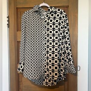 Steve Madden Black and White Geometric Top
